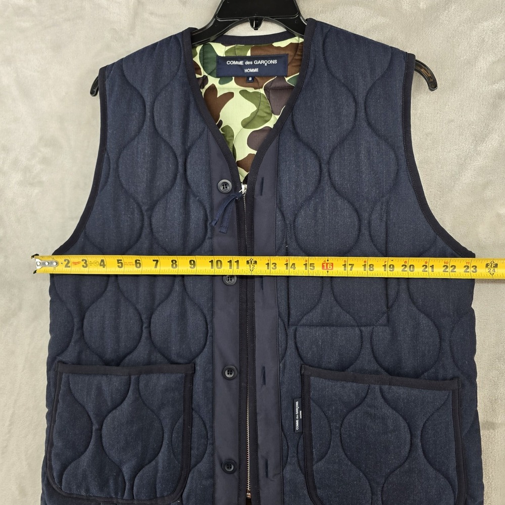 Comme Des Garçons Homme Quilted Vest Mens Small Full Zip Blue Camo Made In Japan - Picture 8 of 15